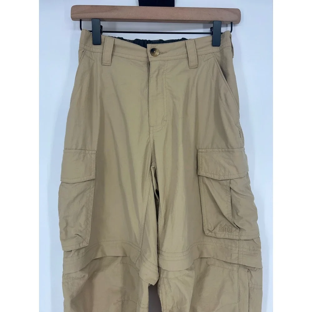 REI Convertible Cargo Hiking Zip Cuff Stretch Waist Khaki Nylon Men Small 30L